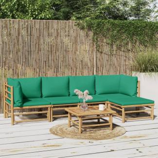 vidaXL 6-tlg. Garten-Lounge-Set mit Grünen Kissen Bambus 3155168