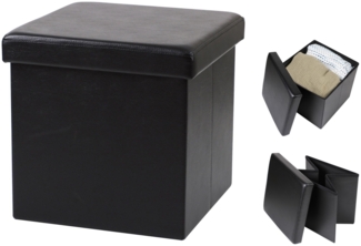 Urban Living Sitzhocker faltbar Sitzwürfel "PVC" Aufbewahrungsbox 53382 schwarz