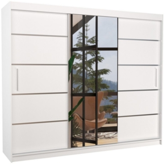 MOEBLO Schiebetürenschrank Dolsa 250 (mit Spiegel – Moderner Kleiderschrank mit viel Stauraum, Schlafzimmer Schrank mit viel Stauraum, Garderobenschrank, Raumwunder) (B×H×T): 250×215×58 cm