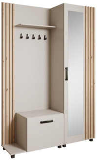 Beautysofa Garderobenschrank mit Aufhängern und Spiegel LIVIA (Geräumiger Schuhschrank) mit praktischer Kleiderstange