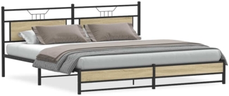 vidaXL Metallbett ohne Matratze Sonoma-Eiche 200x200 cm 3325123