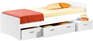 Bradford Modernes Einzelbett mit 3X Schubkästen 90 x 200 cm - Praktisches Jugendzimmer Kojenbett in Weiß - 95 x 66 x 204 cm (B/H/T)