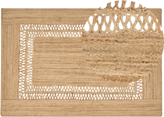 Teppich Jute beige 200 x 300 cm geometrisches Muster Kurzflor YENIKOY