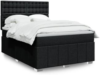 vidaXL Boxspringbett mit Matratze Schwarz 140x200 cm Stoff 3291707