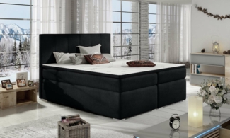 Stylefy Jupiter Boxspringbett Schwarz Velours KRONOS 160x200 cm