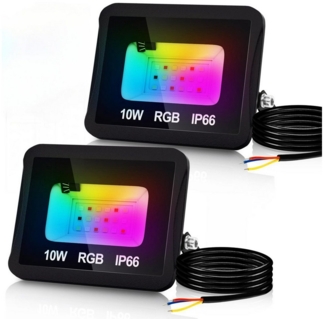 Clanmacy LED Flutlichtstrahler 2x10W LED Flutlichtstrahler RGB LED Strahler mit Fernbedienung