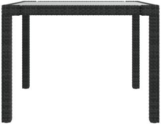vidaXL Gartentisch 90x90x75 cm Gehärtetes Glas Poly Rattan Schwarz 316698