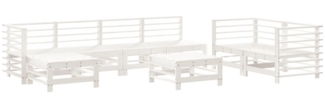 vidaXL 8-tlg. Garten-Lounge-Set Weiß Massivholz Kiefer 3186579