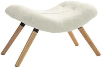 HOMCOM Fußhocker mit Berberfleece-Stoff, bis 120 kg belastbar (Sitzhocker, 1 St, Polsterhocker), für Wohnzimmer, Schlafzimmer, 67 x 45 x 38 cm, Cremeweiß