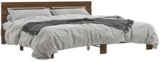 vidaXL Bettgestell Braun Eichen-Optik 200x200 cm Holzwerkstoff Metall 3280131