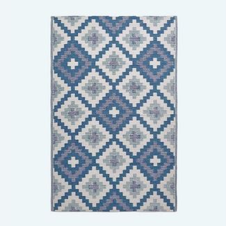 Homescapes Outdoorteppich Outdoor-Teppich Mia aus Polypropylen mit blauem Muster, 150x240 cm, Höhe: 20 mm