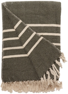 Decke Überwurf Mila 100% Baumwolle 130x180 cm Skandinavisch Grün-Creme