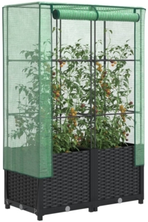 vidaXL Hochbeet mit Gewächshaus-Aufsatz Rattan-Optik 80x40x138 cm 4015814