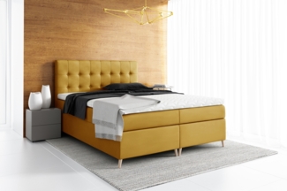 99rooms Sorento Boxspringbett Velours 200x200 cm Gelb