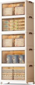 GarveeMore Küchenorganizer-Set 5-Tier faltbare Kunststoff Aufbewahrungsboxen mit Rädern und Türen