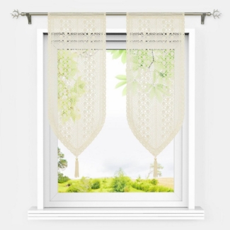 Joyswahl Scheibengardine (2 St), Stangendurchzug, transparent, Kleinfenster Küche Set, Leinen Stores Panneaux, Cafés, Buchläden