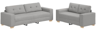 vidaXL Sofa Set mit Kissen 2 pcs Grau 221 x 78 x 80 cm Stoff 3324718