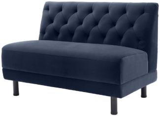 Casa Padrino Luxus Chesterfield Couch Mitternachtsblau / Schwarz 121x75 x H. 85 cm