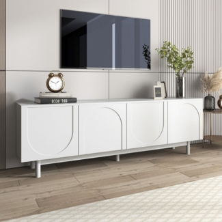 STILVORA Lowboard 175×38cm TV-Schrank in wohnzimmer,Fernsehschrank weiß mit Regal (TV-Board, Fernsehtisch, TV-Ständer, 1 St, 175*38*56cm), mit 4 Türen und verstellbaren Einlegeböden