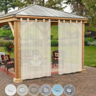 Qelus Outdoorgardine Wasserdicht Outdoorvorhänge,Sonnenschutz balkon Gardine Garn Garten, (2 St), mit Abnehmbaren Schlaufen FÜR Veranda Terasse