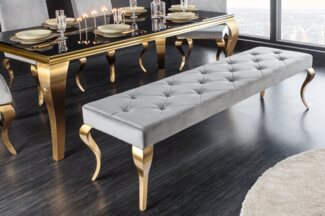 riess-ambiente Sitzbank MODERN BAROCK 175cm grau / gold (Einzelartikel, 1-St), Esszimmer · Samt · Edelstahl · Schlafzimmer · Flur · Design