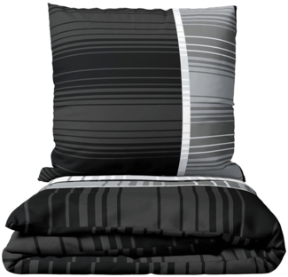 Leonado Vicenti Bettwäsche Allergiker geeignet 135x200, 155x200 oder 155x220, Microfaser, 2 teilig, weich und pflegeleicht, gestreift