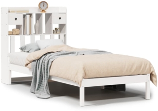 vidaXL Massivholzbett mit Regal ohne Matratze Weiß 90x200 cm Kiefer 3321621