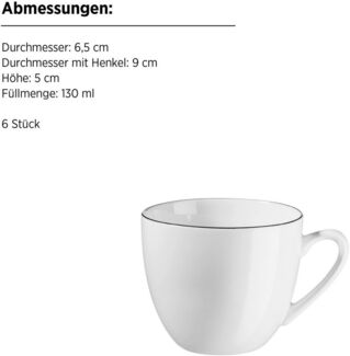 MÄSER Espressotasse Felise, 12-tlg, Porzellan