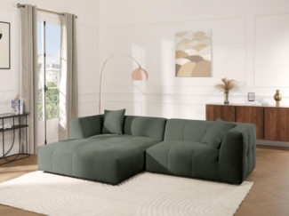 Vente-unique - Ecksofa - Ecke links - Cord - Grün - NAEMIA von Maison Céphy