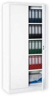 Weißer Flügeltürenschrank komplett montiert Metallschrank abschließbar Lagerschrank Aktenschrank 4 Fachböden 530347 weiß 1950 x 920 x 420 mm