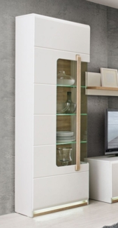 Vitrine Standvitrine Glasvitrine weiß sonoma eiche Beleuchtung