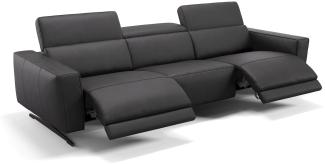 Sofanella 3-Sitzer ALESSO Ledercouch XXL Sofa in Schwarz S: 225 Breite x 108 Tiefe