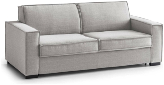Dmora 3-Sitzer festes Sofa Abernathy, Wohnzimmersofa aus Stoff, schmale Armlehnen, 100 % Made in Italy, 200 x 95 x 90 cm, Grau