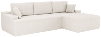 Juskys Sofa Coredo - modernes Cord Sofa mit Ottomane rechts, gemütliche Couch mit Schaumstoffpolsterung, Cordbezug & Kissen, modular - Creme