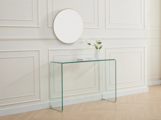 Vente-unique - Wandkonsole - gebogenes Sicherheitsglas - Transparent - ALONZO