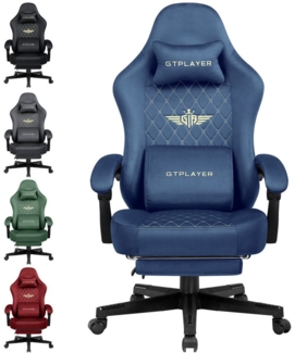 GTPLAYER Gaming-Stuhl Stoff Gaming Chair Ergonomisch Bürostuh PC Stuhl, 150kg Belastbarkeit, Schreibtischstuh mit Federsitzkissen und Fußstütze