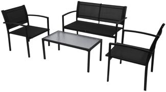 vidaXL 4-tlg. Garten-Lounge-Set Textilene Schwarz 42162