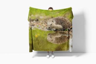 Sinus Art Handtücher Handtuch Strandhandtuch Saunatuch Kuscheldecke mit Tiermotiv Igel an Wasserstel, Baumwolle-Polyester-Mix (1-St), Handtuch