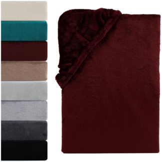 Visaggio Spannbettlaken Cashmere Touch Winter Spannbetttuch Super Soft Bettlaken, Nicki, Gummizug: rundum, Flauschig warmes Teddyplüsch, Einfarbig