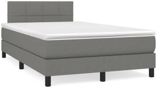 vidaXL Boxspringbett mit Matratze und LED-Beleuchtung, Stoff dunkelgrau, 120x190 cm