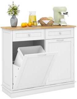 COSTWAY Kommode, für 40L Mülleimer, mit Arbeitplatte, Schublade 100 x 35,5 x 90 cm