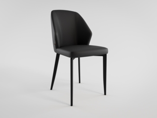 Esszimmerstuhl Design Küchenstuhl Jona Kunstleder schwarz Metallbeine : Schwarz