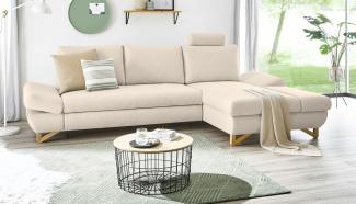 Ecksofa Skalm in Creme mit Bettfunktion 284 cm