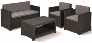 Allibert Loungeset Monaco, graphit 2x Sessel, 1x Bank, 1x Tisch, inklusive Sitz- und Rückenkissen