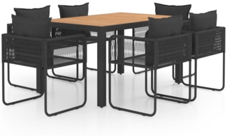 vidaXL 7-tlg. Garten-Essgruppe PVC Rattan Schwarz und Braun 3060109
