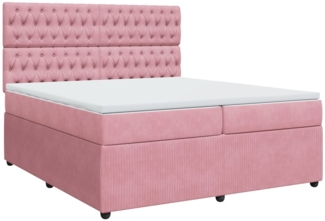 vidaXL Boxspringbett mit Matratze Rosa 200x200 cm Samt 3292441