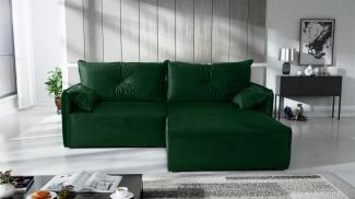 Ecksofa mit Schlaffunktion HUNTER XS in Stoff Royal Grün Ottomane Rechts