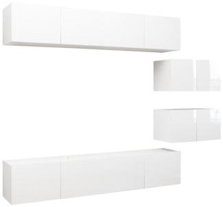 vidaXL 6-tlg. TV-Schrank-Set Hochglanz-Weiß Spanplatte [3079356]