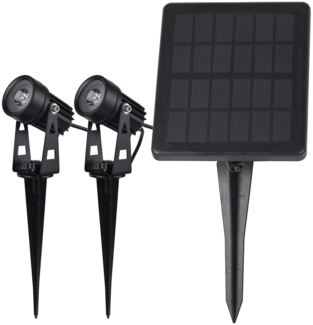 Gartenstrahler Set Solar mit 2 SpotsSolarzelle, Erdspieß, 3000k, IP65