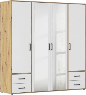 rauch Drehtürenschrank Kleiderschrank Schrank Garderobe Wäscheschrank VOYAGER (in 3 verschiedenen Ausstattungen BASIC/CLASSIC/PREMIUM) mit modernen Griffen in Graumetallic, inkl. Schubkästen und Spiegel